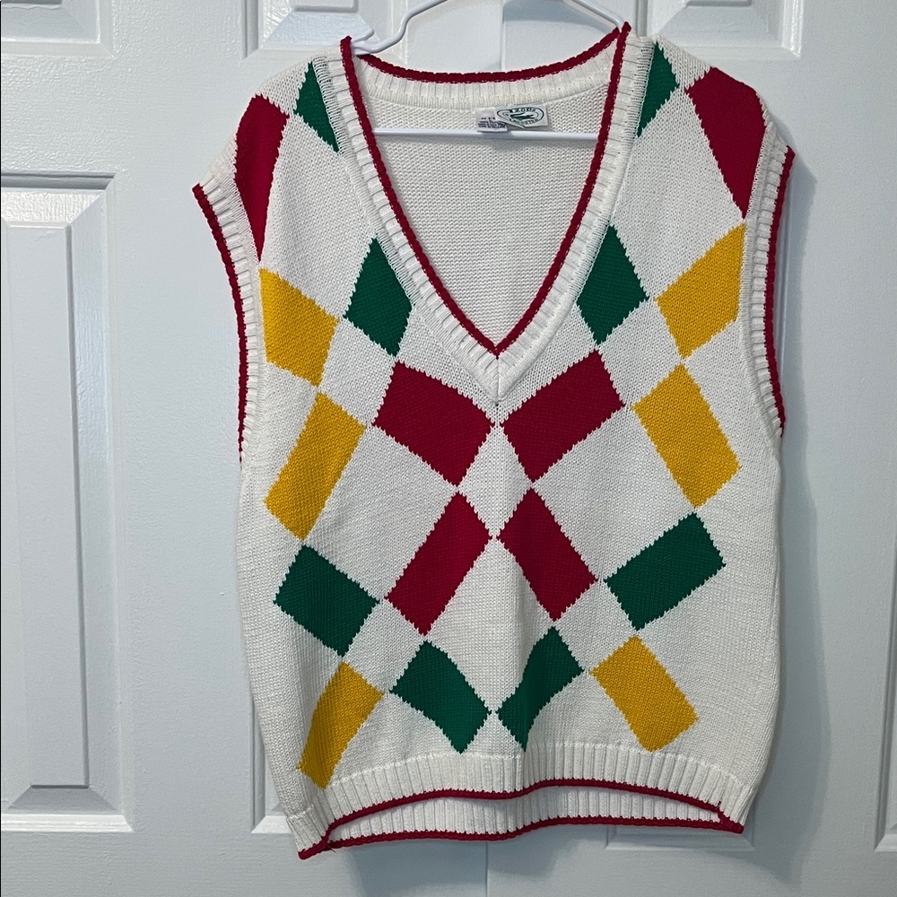 Vintage Men’s Izod‎ Lacoste Knit Vest Colorful Size L
